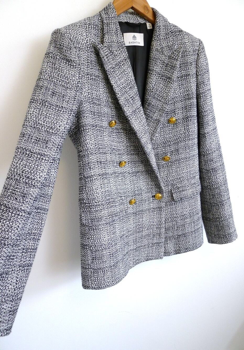 BABATON Tweed Linen-Blend Double-Breasted Index Blazer Jacket XS ARITZIA $228